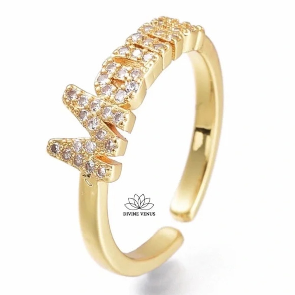 Mama Ring | Gold Plated Brass and Cubic Zirconia